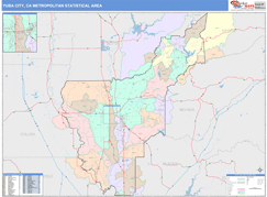 Yuba City Metro Area Digital Map Color Cast Style